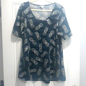 Low Cut V Neck Pineapple designed T-Shirt